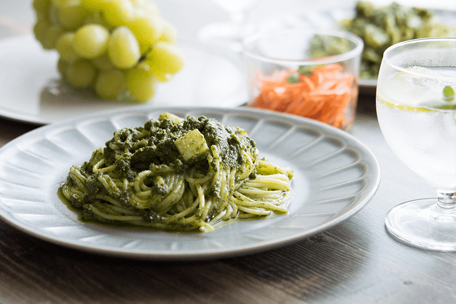 仁愛食品のジェノベーゼソースを使ったパスタ